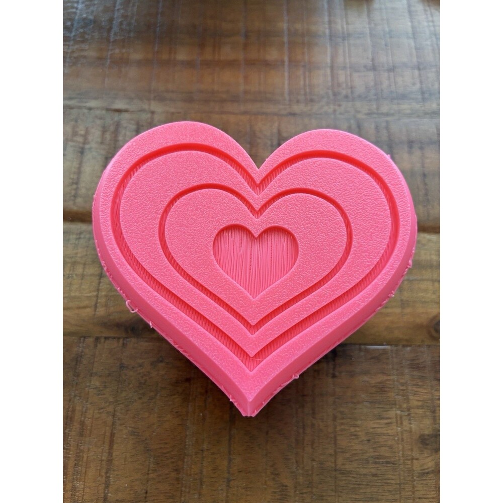 3D Printed Heart Gift Box Hinged Trinket Keepsake Box Pink
